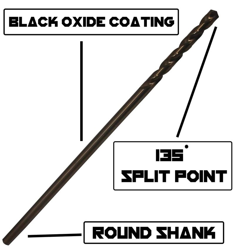 Narwhal 5/8 Inch x 12 Inch Aircraft Drill Bit (Professional Grade) Extra Long Black Oxide Cobalt Extension Bit - Perfect for Drilling into Sheet Metal, Stainless, Aluminum, Wood, & Copper - Image 3